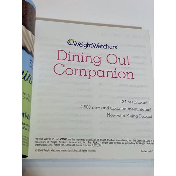 2009 Points Weight Watchers Program WW Dining Out Companion Edition Book - Picture 3 of 4